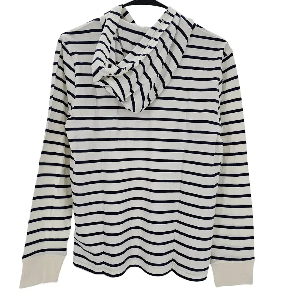 J. Crew Crewcuts Boys size XL Long Sleeve Stripe Jersey Hoodie Blue/Wh BK390 NEW